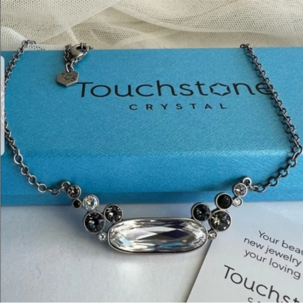 Swarovski Touchstone Crystal Black Cluster Necklace NWT